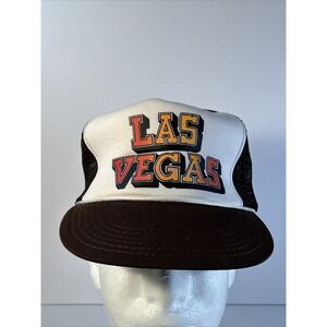 Vintage Las Vegas Hat Cap Snap Back Rope Mesh Trucker Spell Out